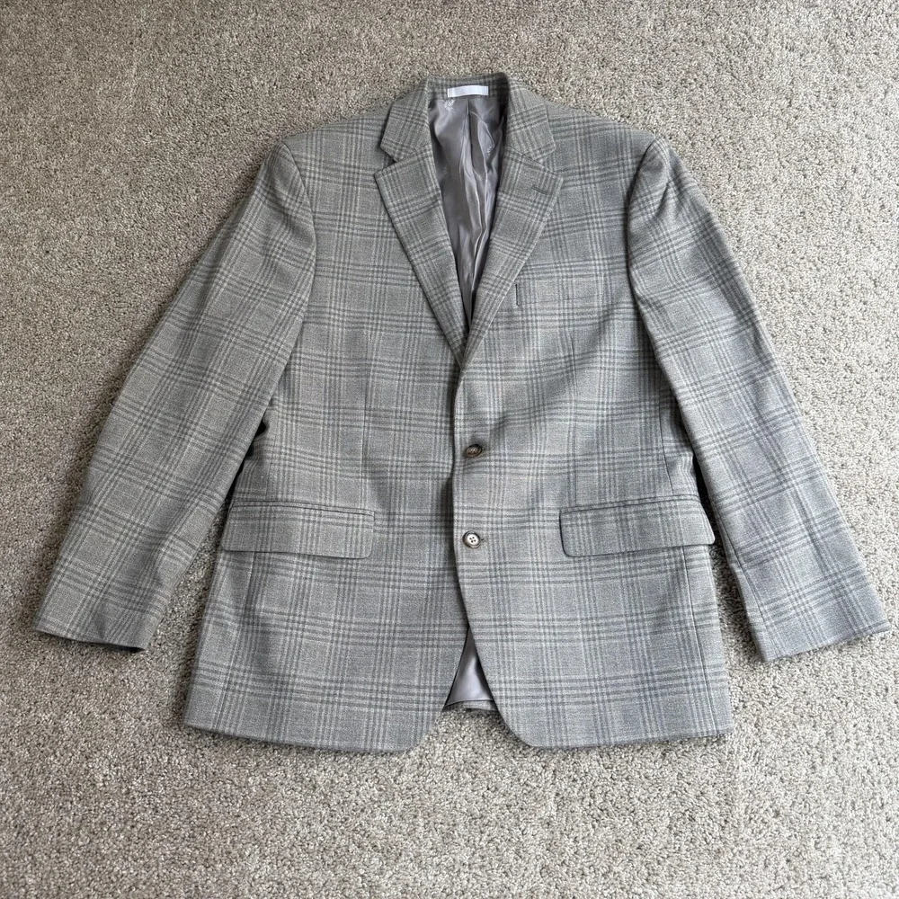 Lauren Ralph Lauren Blazer Mens 42R Gray Plaid Tweed 2 Button Sport Coat Jacket